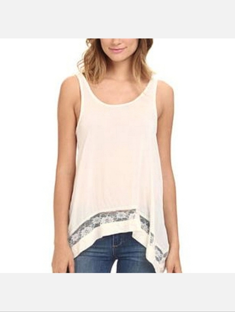 Free People Intimately Flowy Lace Trim Tank, Size XS ~ NWOT